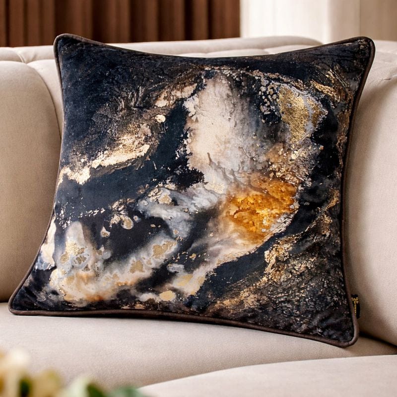 Malini Printed Black Cushion