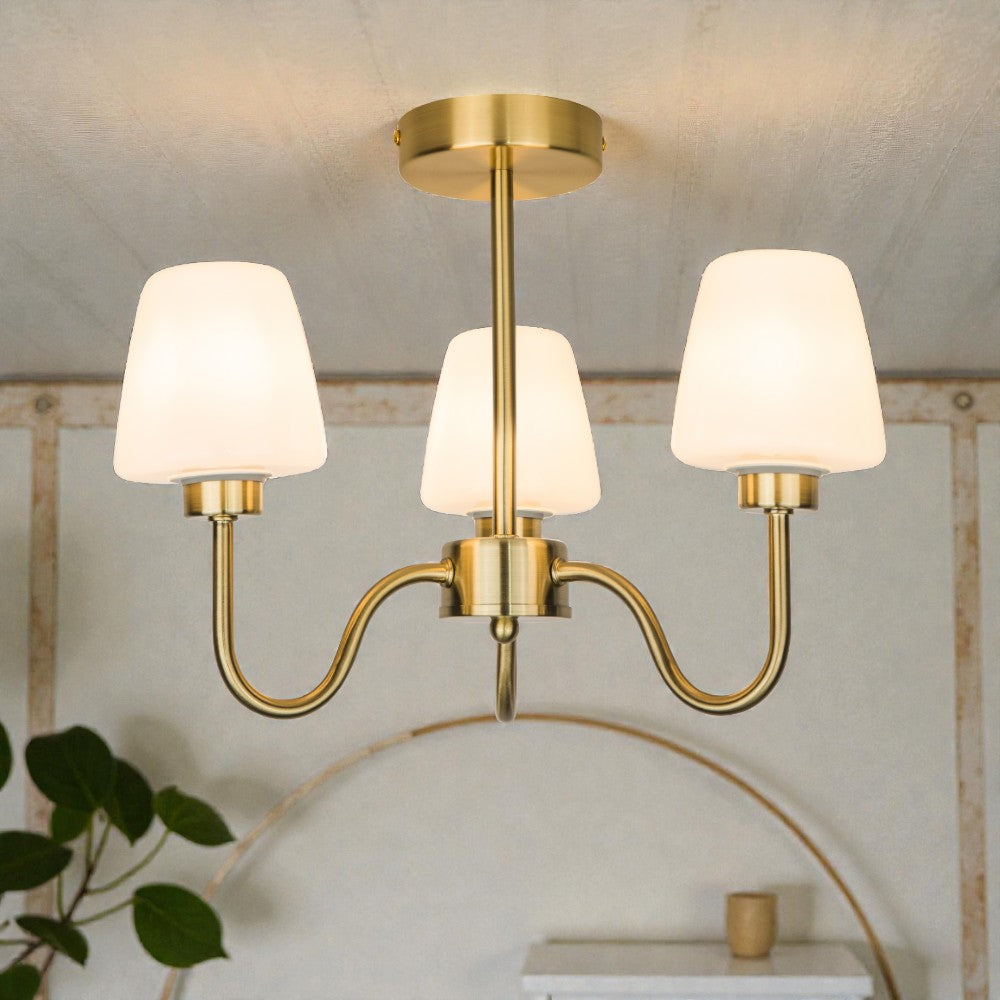 Marina 3 Light in Satin Brass