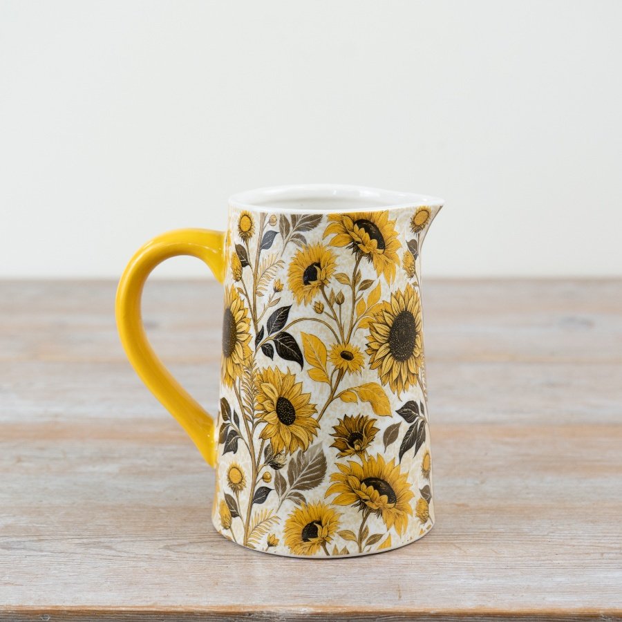 16cm Ceramic Jug Featuring Sunflower Design