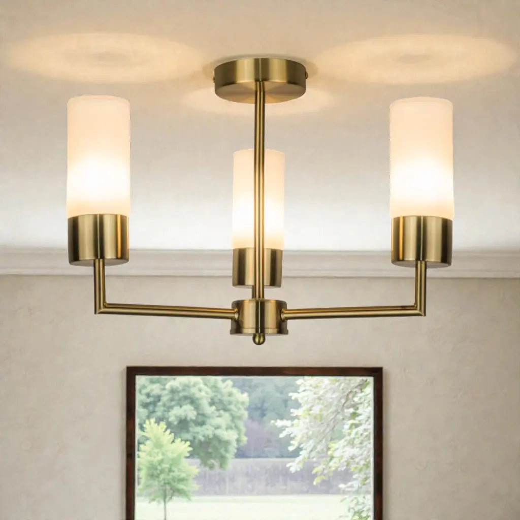 Talia 3 Light in Satin Brass Semi Flush